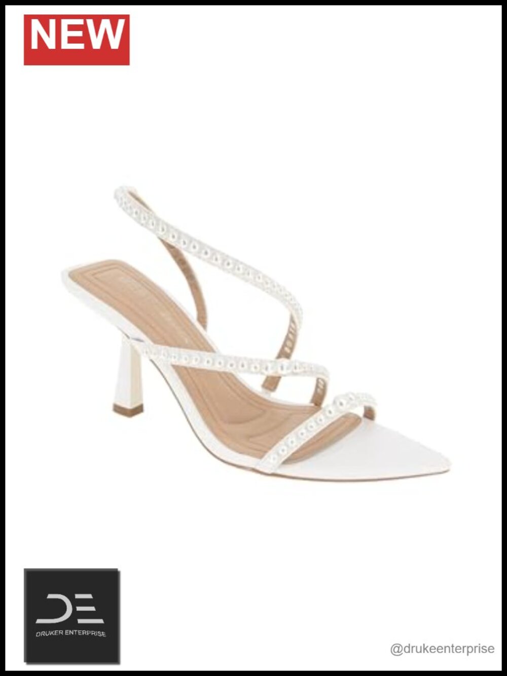 Pointed Toe Stiletto Heel Ankle Strap Sandals Faux Leather Padded Footbed